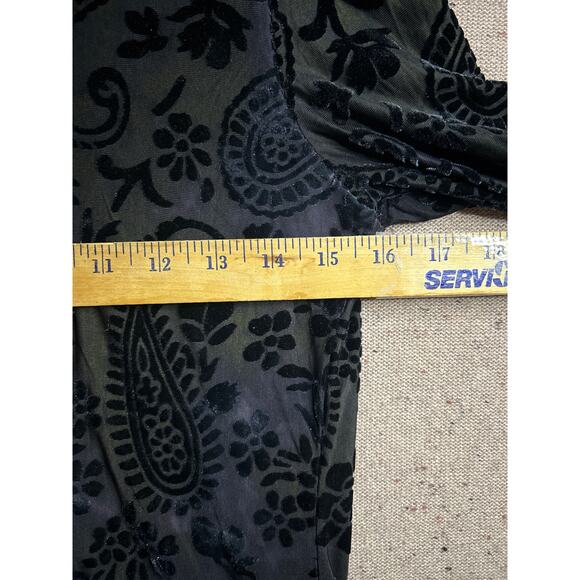 Karen Kane M Velvet Burnout Dress Black Green Purple Whimsygoth Witchy Glam - Picture 5 of 7